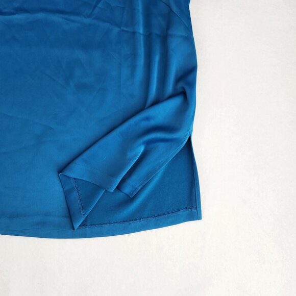 The Limited Beaded Tulip Sleeve Blouse Beaded Neckline Size 1X Mykonos Blue New - Picture 6 of 8